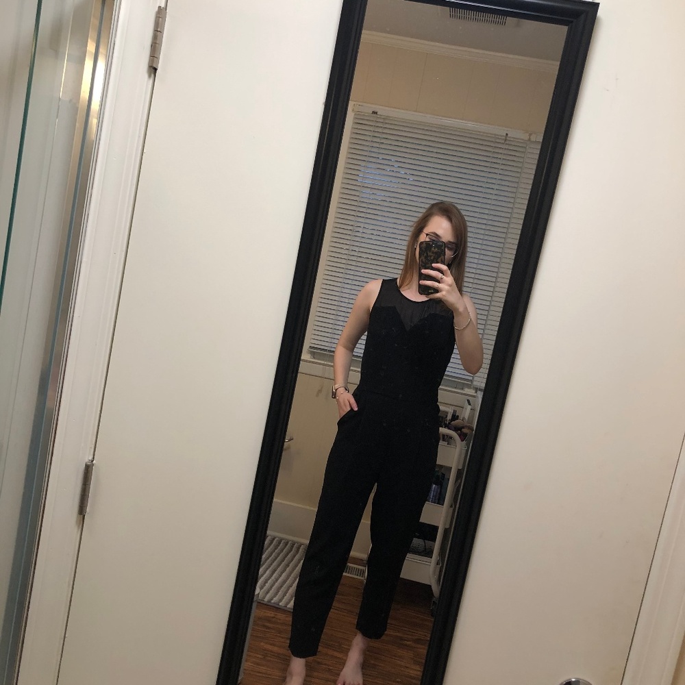 Black Madewell Sleeveless Mesh Jumpsuit